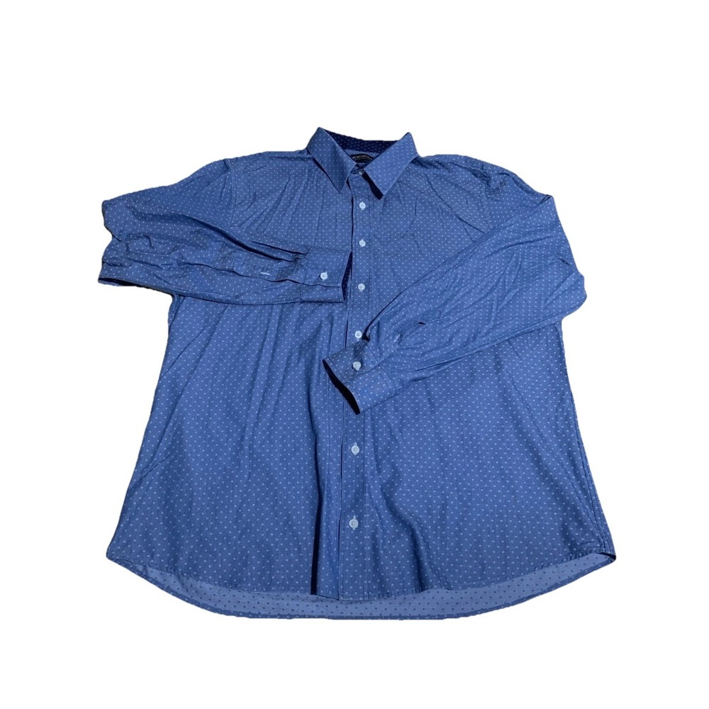 Nick Graham Men's Modern Fit Button‎ Down Dress Shirt, Blue Size 18-18.5 XXL